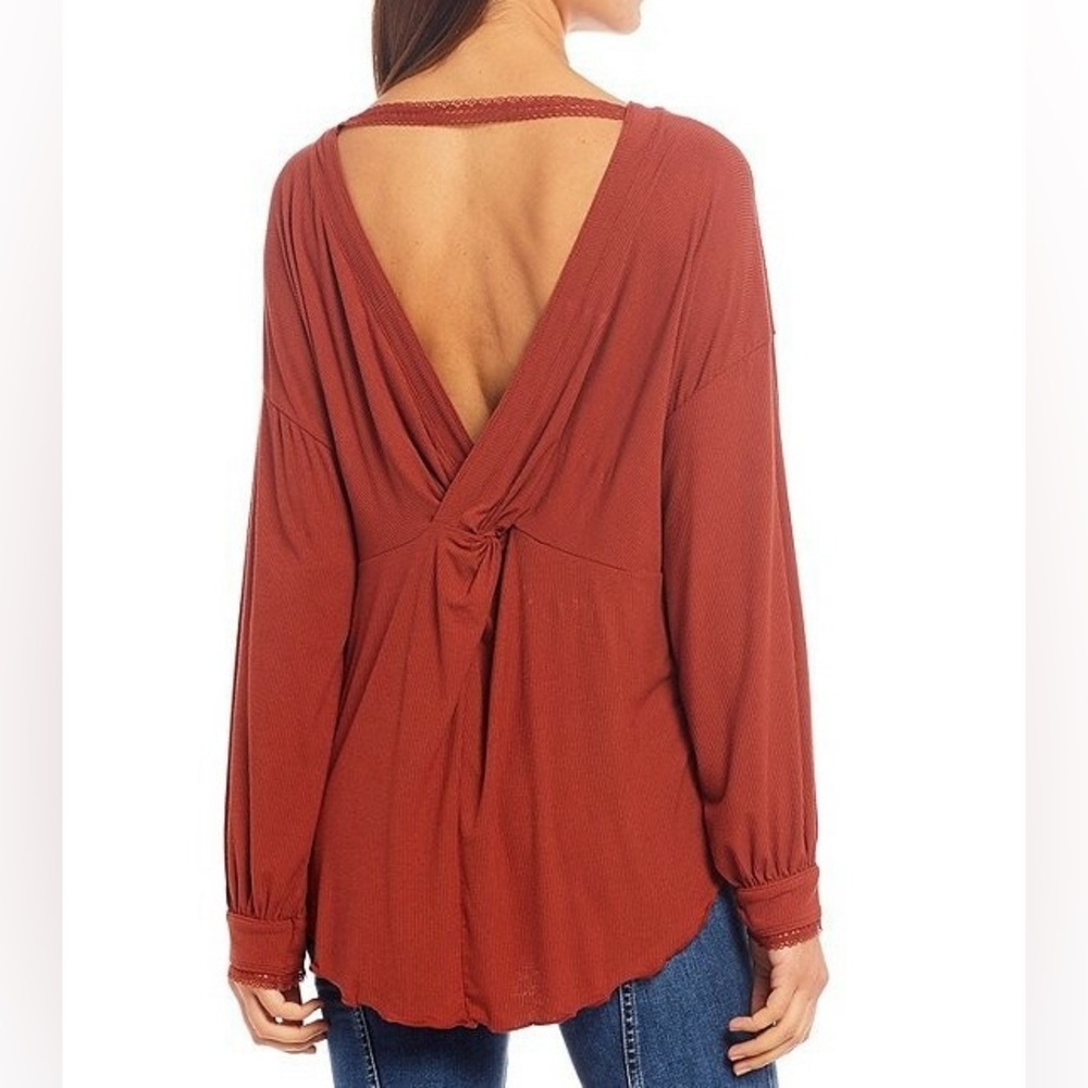 Free People Shimmy Shake Knot Back Top in Cowboy XS